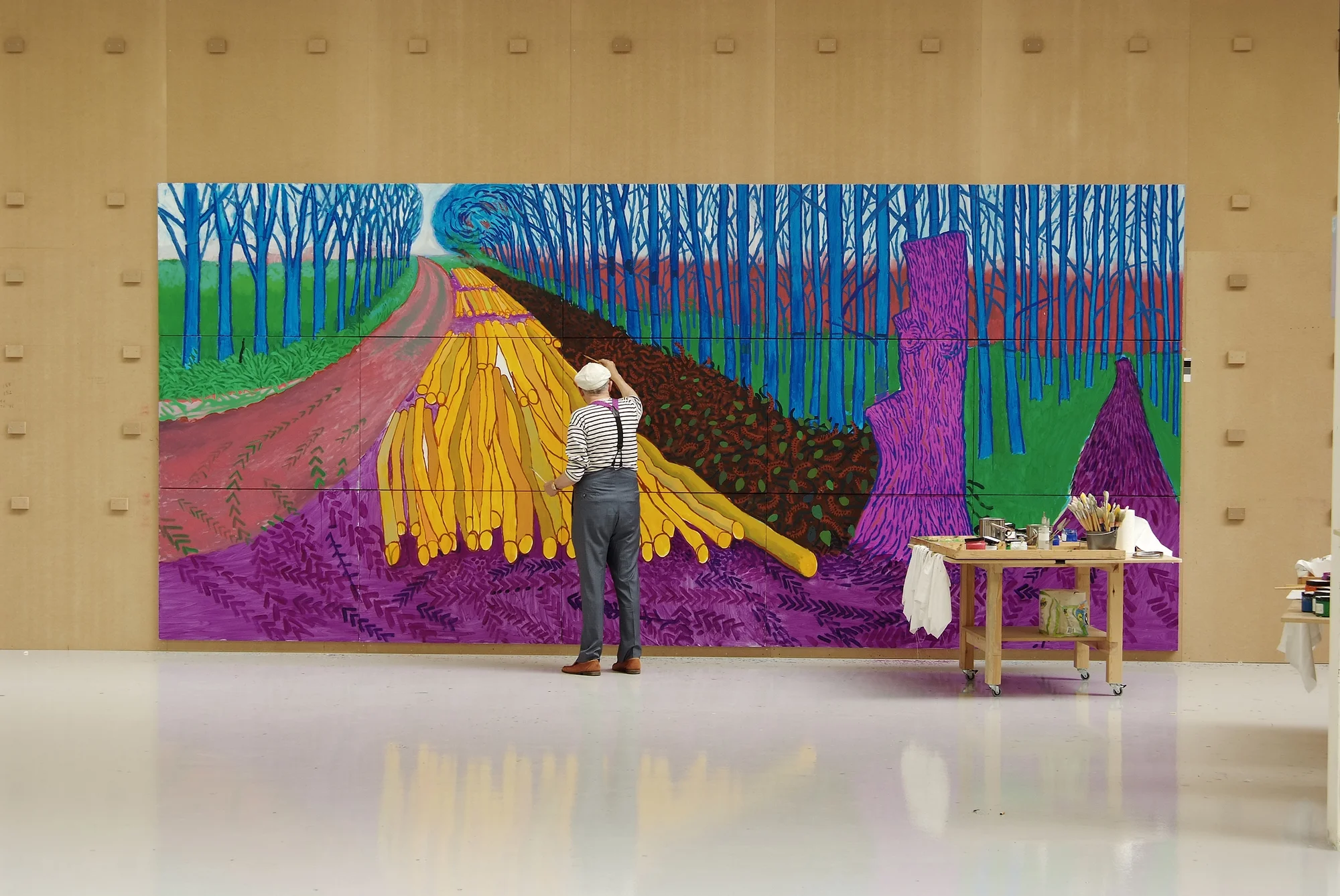 David Hockney painting Winter Timber