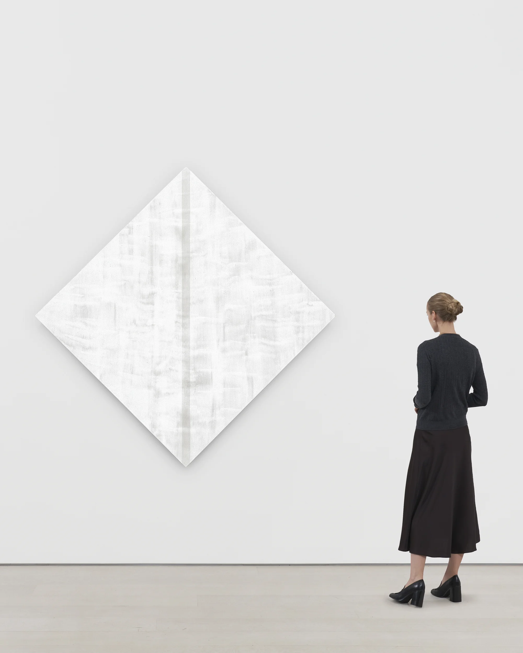Untitled (White Diamond with White Inner Band) by Mary Corse