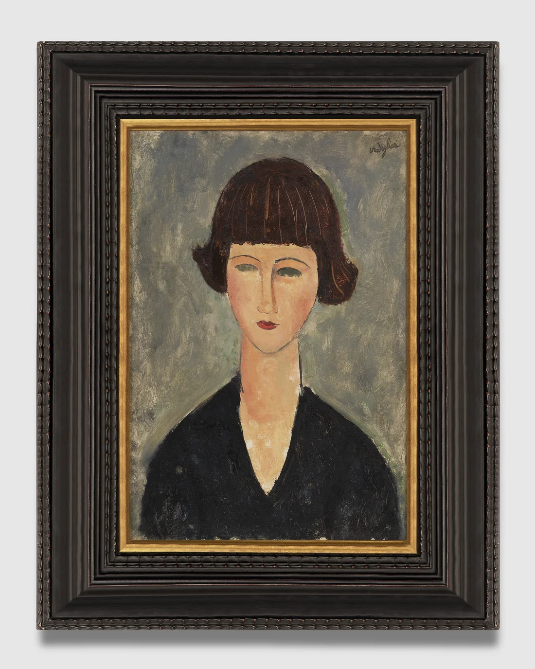 Amedeo Modigliani, Jeune femme brune, 1917–18, oil on canvas, 21-7/8" × 15" (55.6 cm × 38.1 cm) 