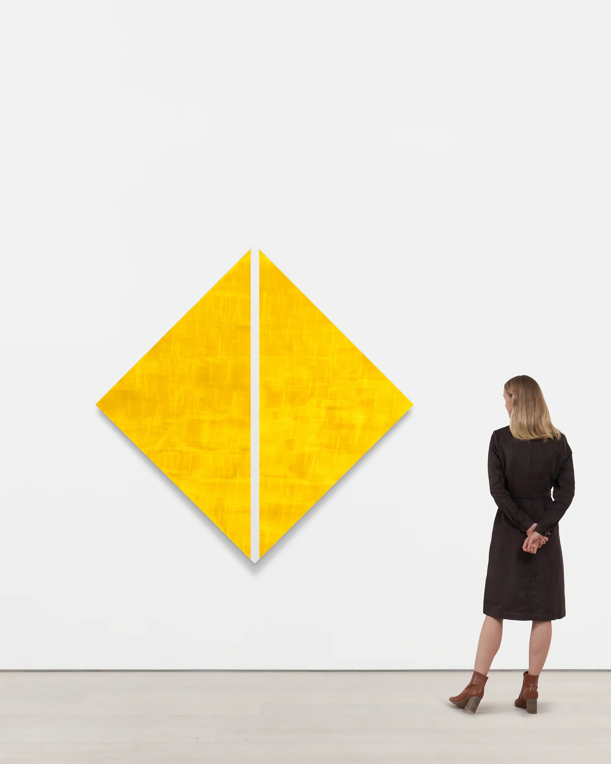 Untitled (Yellow Diamond with White Inner Band) by Mary Corse