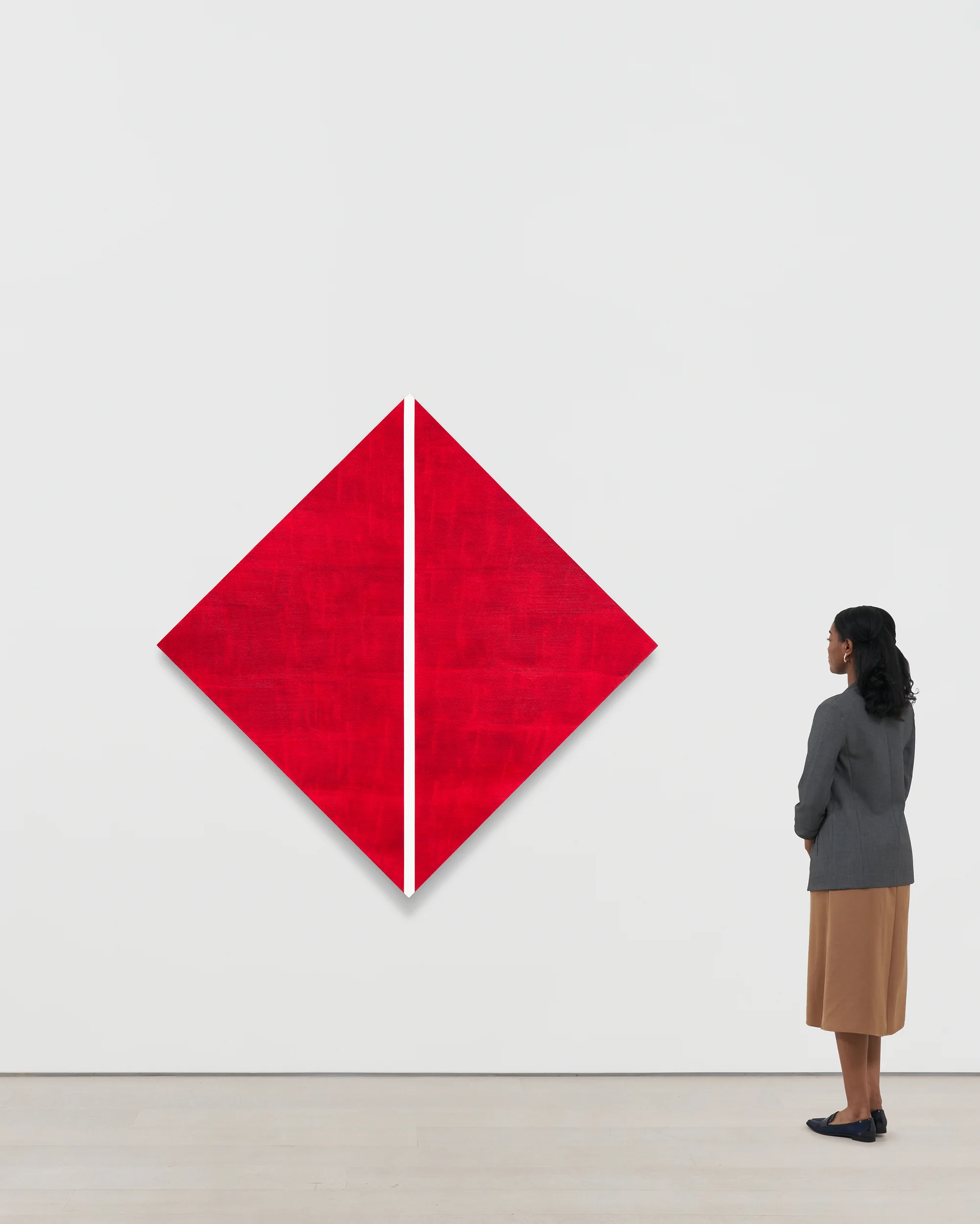Untitled (Red Diamond with White Inner Band) by Mary Corse