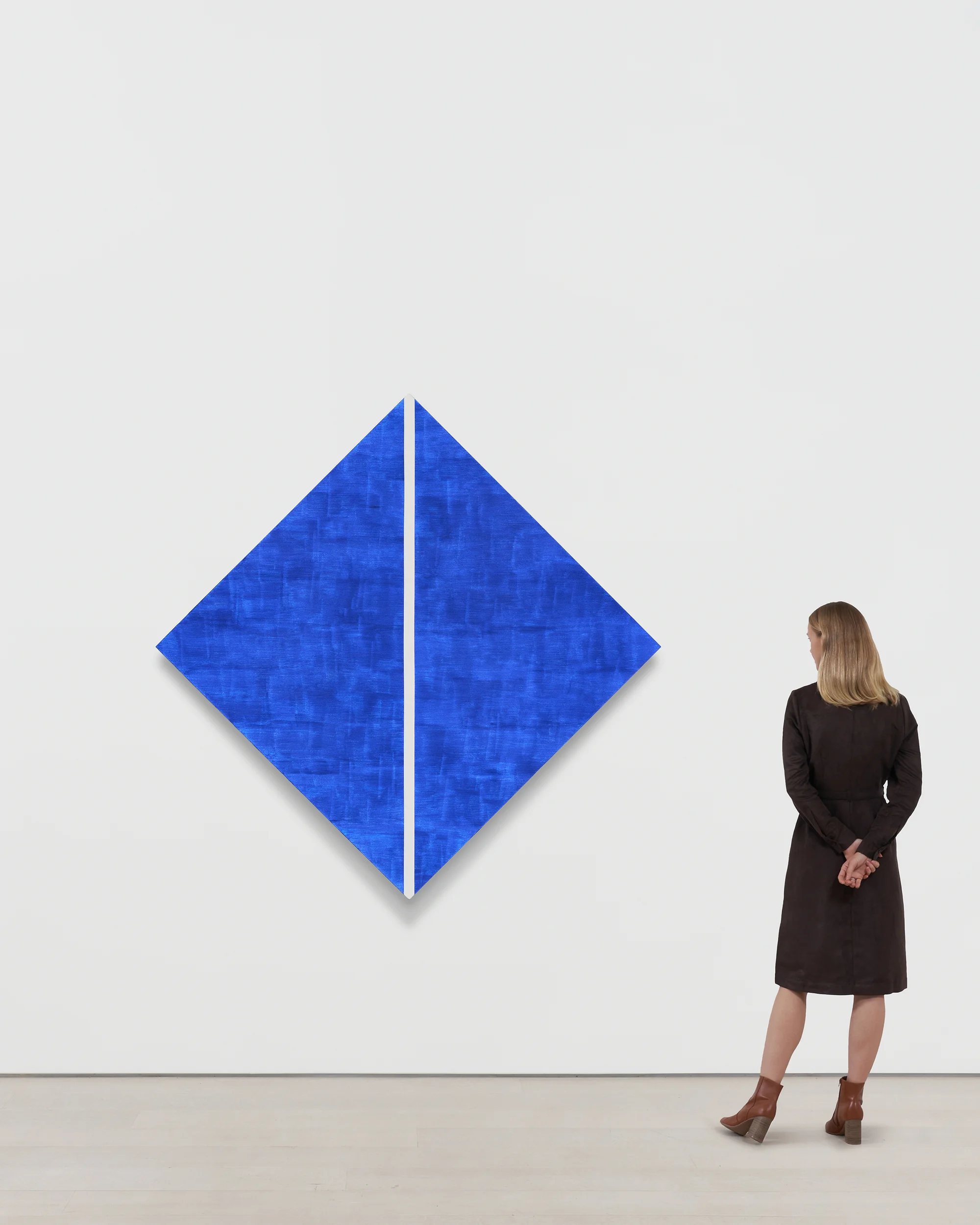 Untitled (Blue Diamond with White Inner band) by Mary Corse