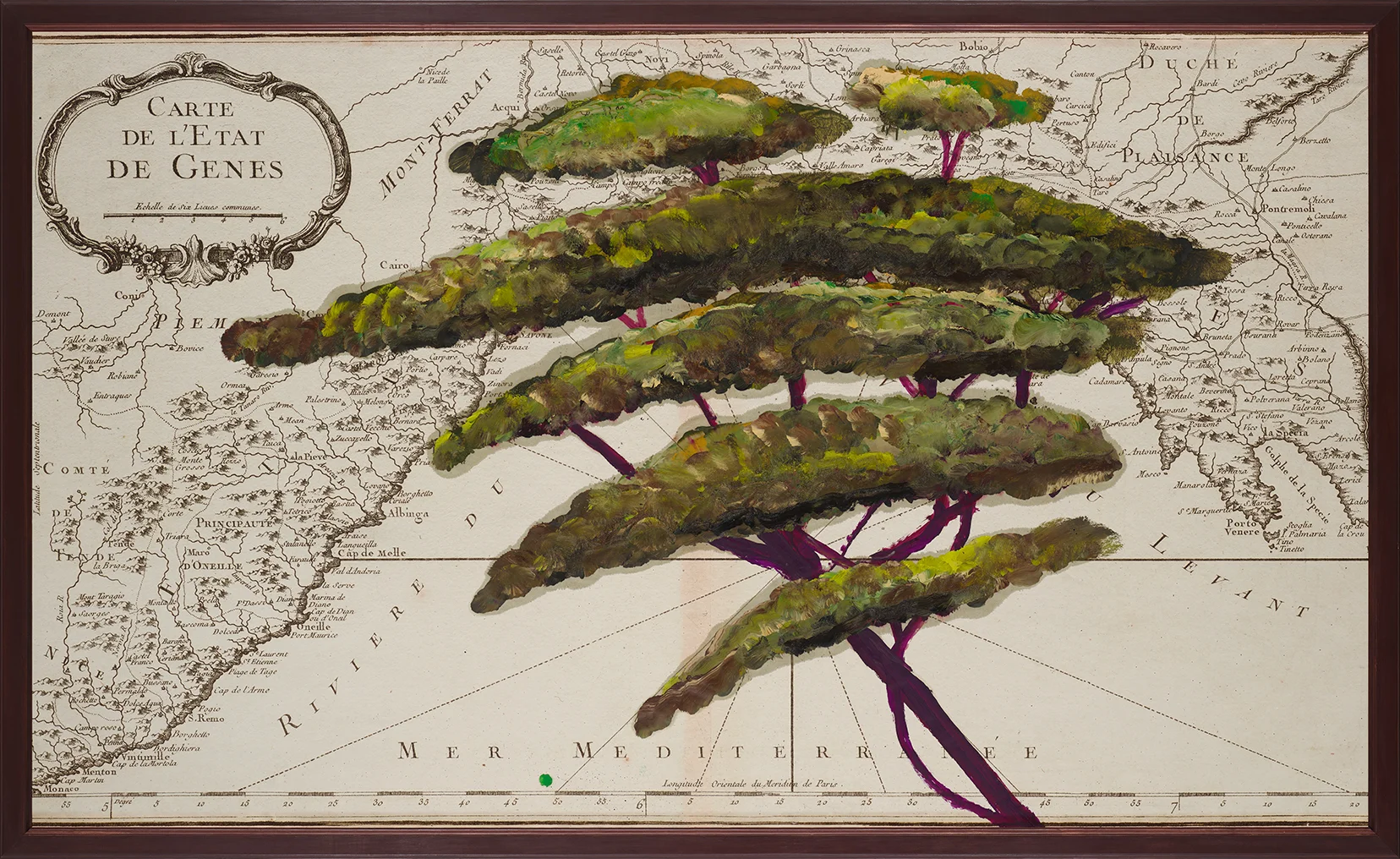 Portrait of Italy Through Its Trees Painting on Map VI by Julian Schnabel