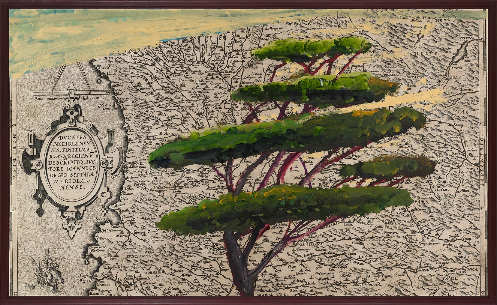 Portrait of Italy Through Its Trees Painting on Map XXI by Julian Schnabel