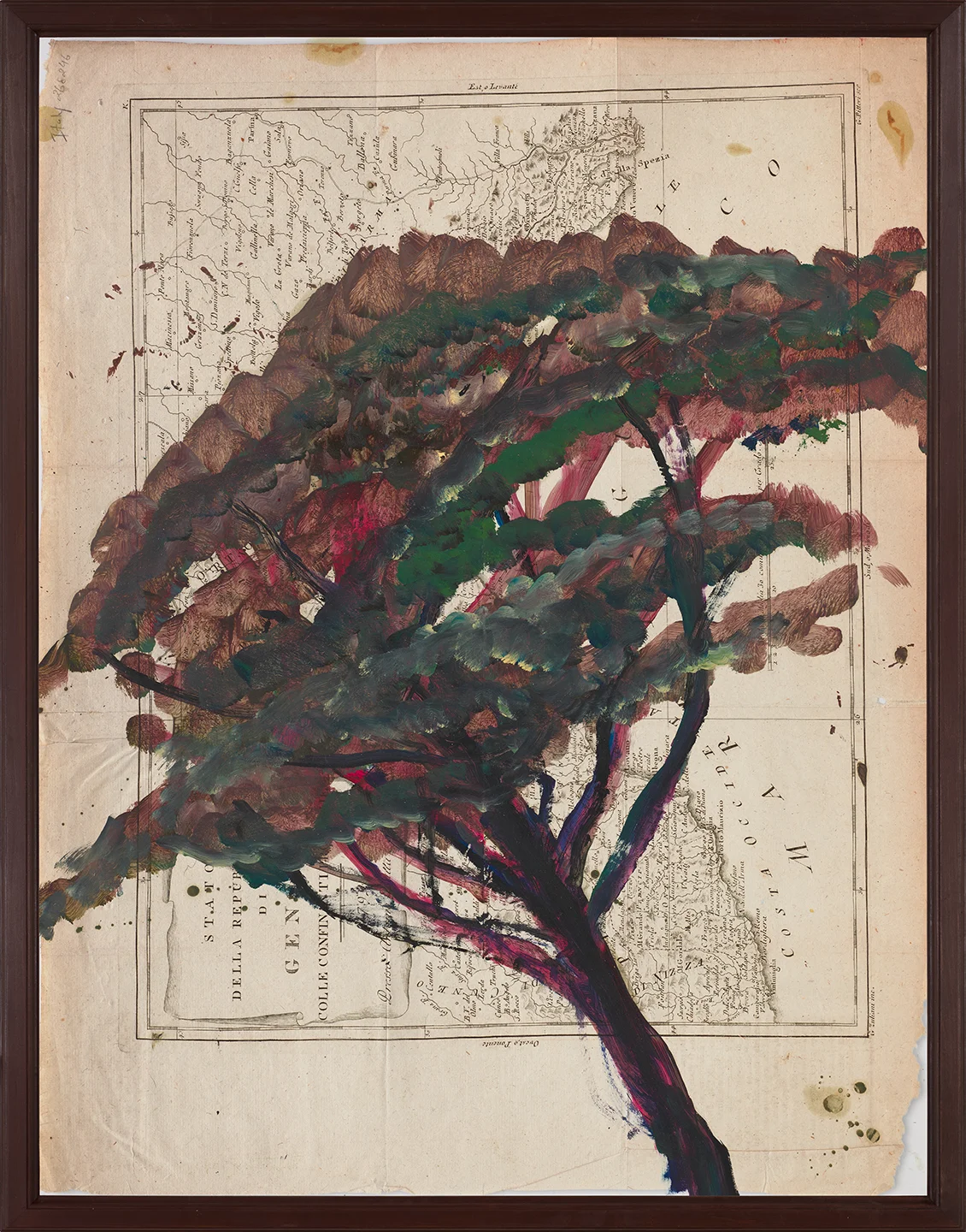 Portrait of Italy Through Its Trees Painting on Map X by Julian Schnabel