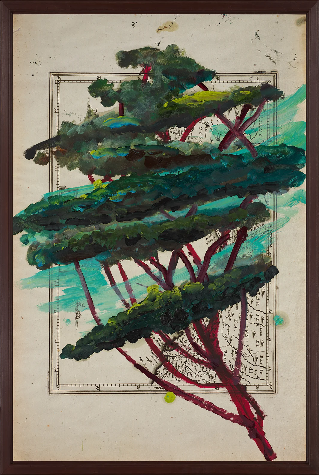 Portrait of Italy Through Its Trees Painting on Map XIX by Julian Schnabel