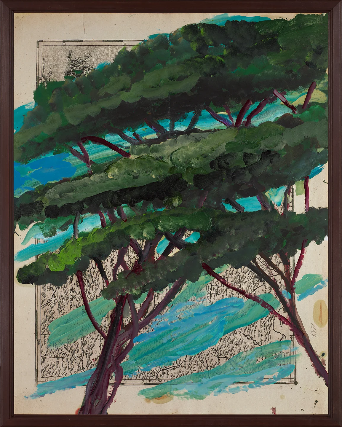 Portrait of Italy Through Its Trees Painting on Map XX by Julian Schnabel