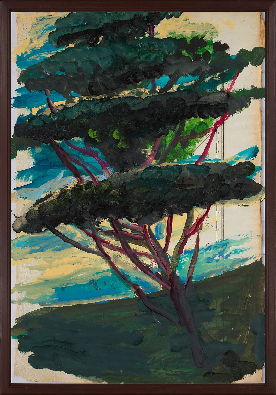 Portrait of Italy Through Its Trees Painting on Map XXIII by Julian Schnabel