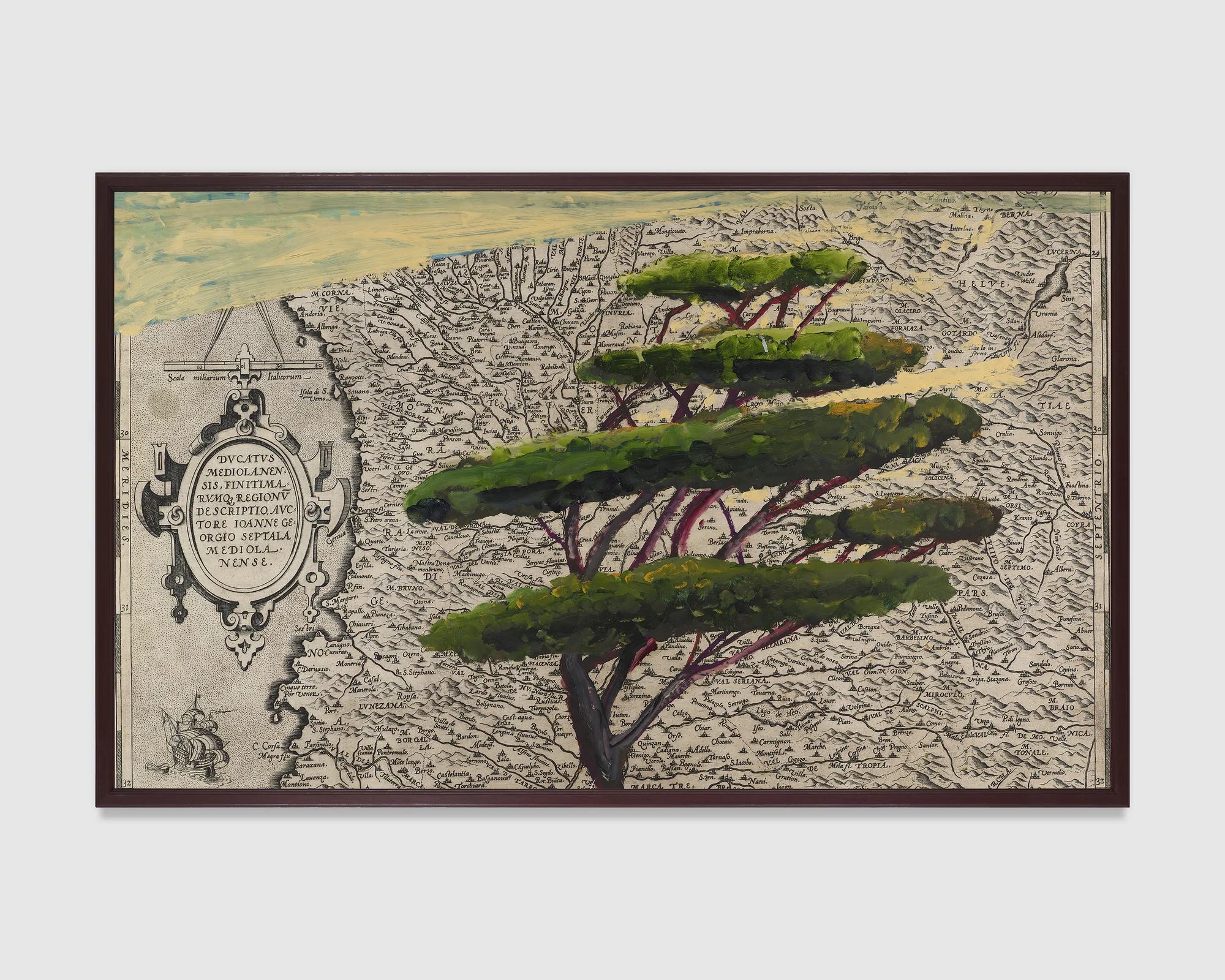 Portrait of Italy Through Its Trees Painting on Map XXI by Julian Schnabel