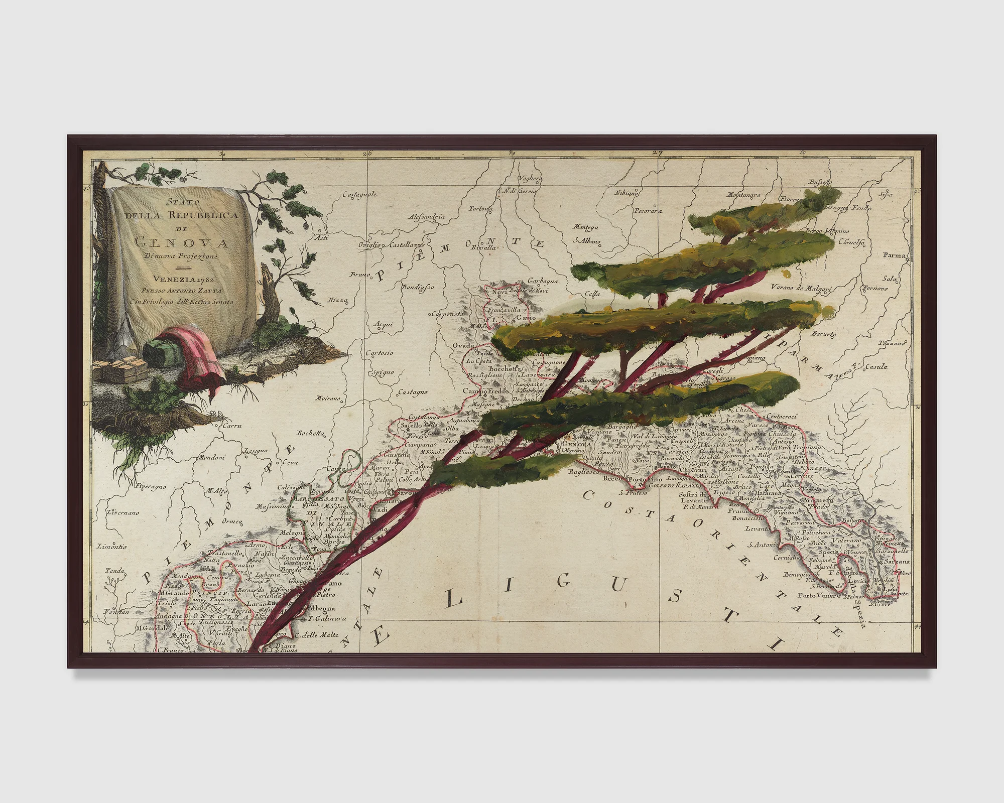 Portrait of Italy Through Its Trees Painting on Map XXII by Julian Schnabel