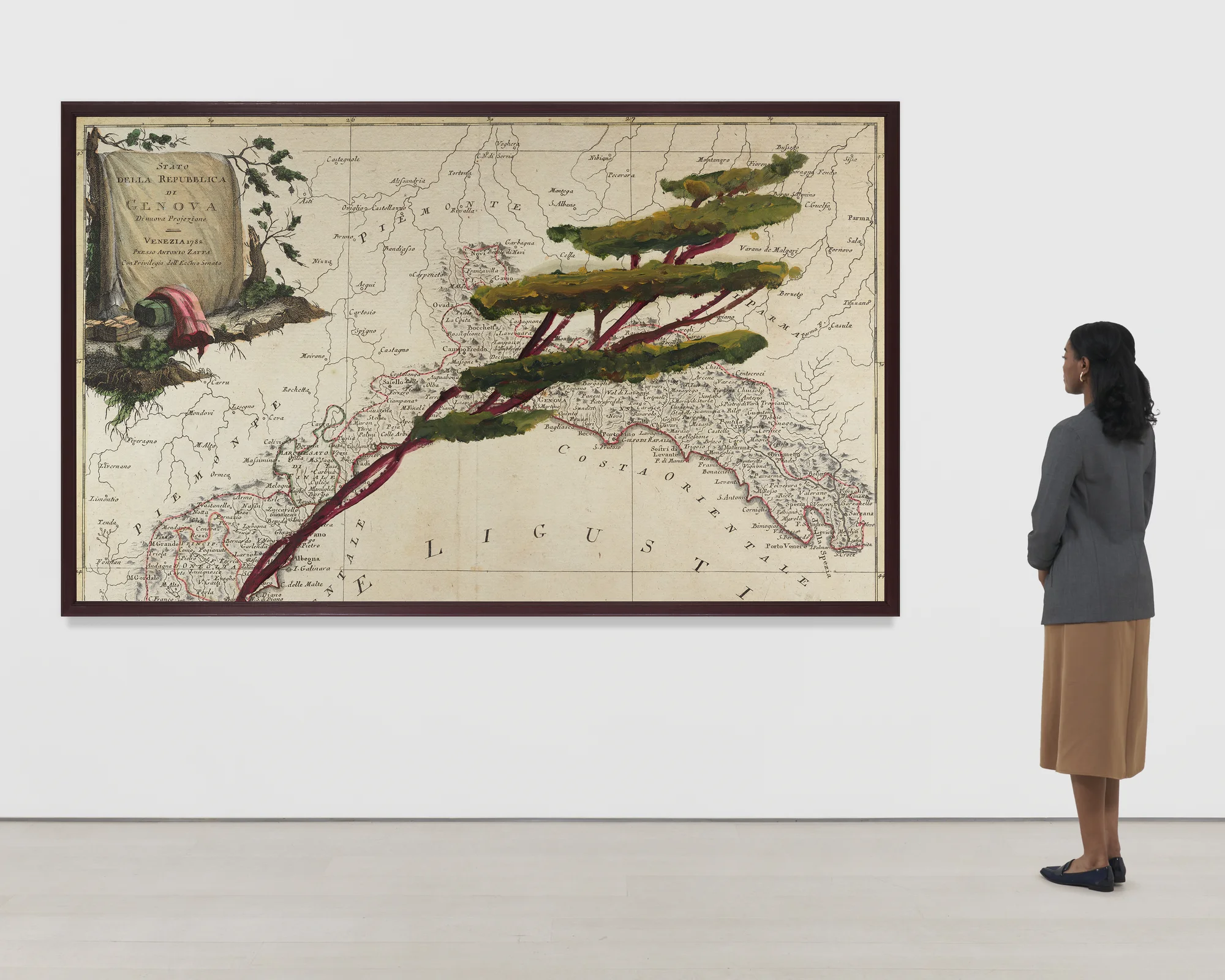 Portrait of Italy Through Its Trees Painting on Map XXII by Julian Schnabel