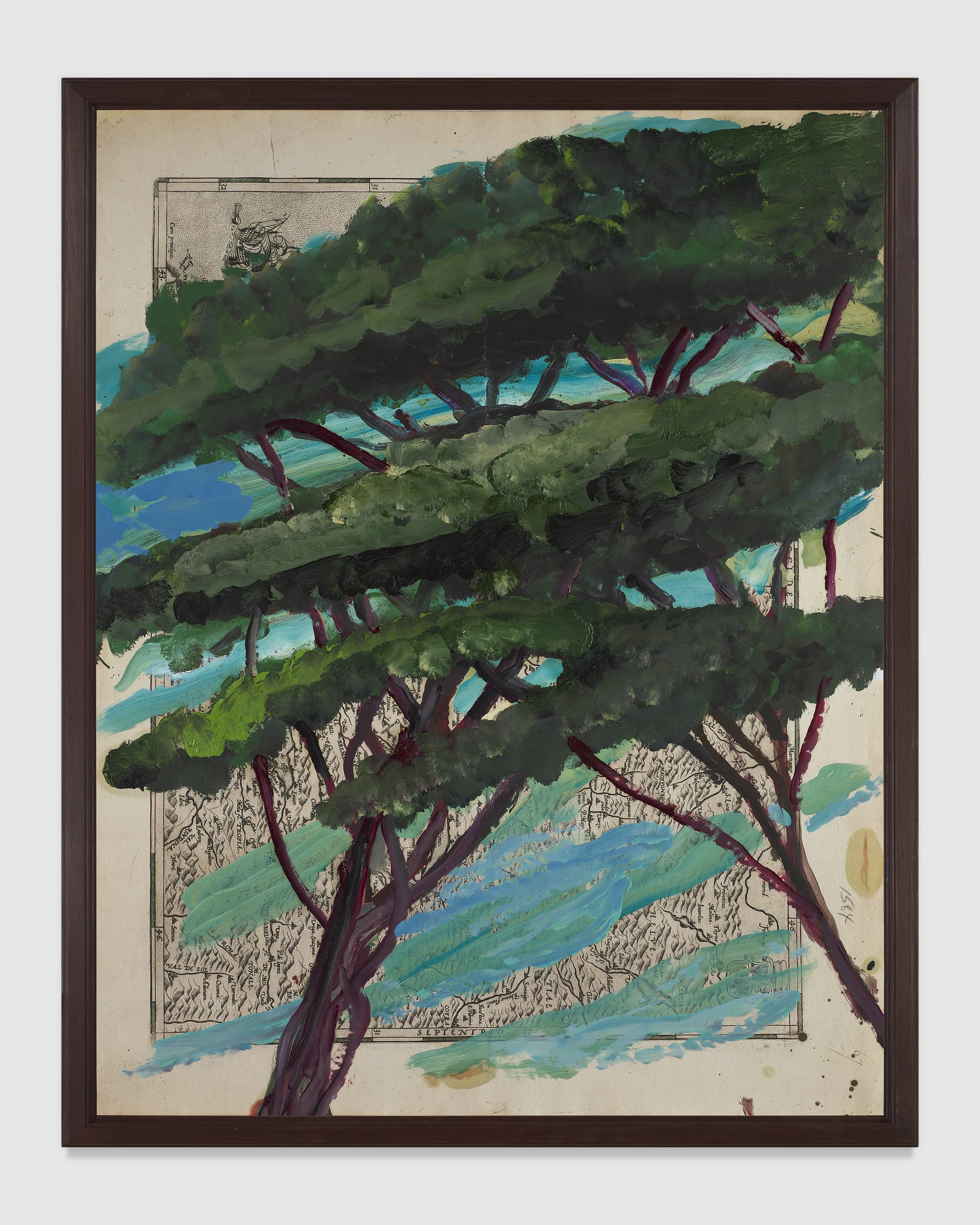 Portrait of Italy Through Its Trees Painting on Map XX by Julian Schnabel