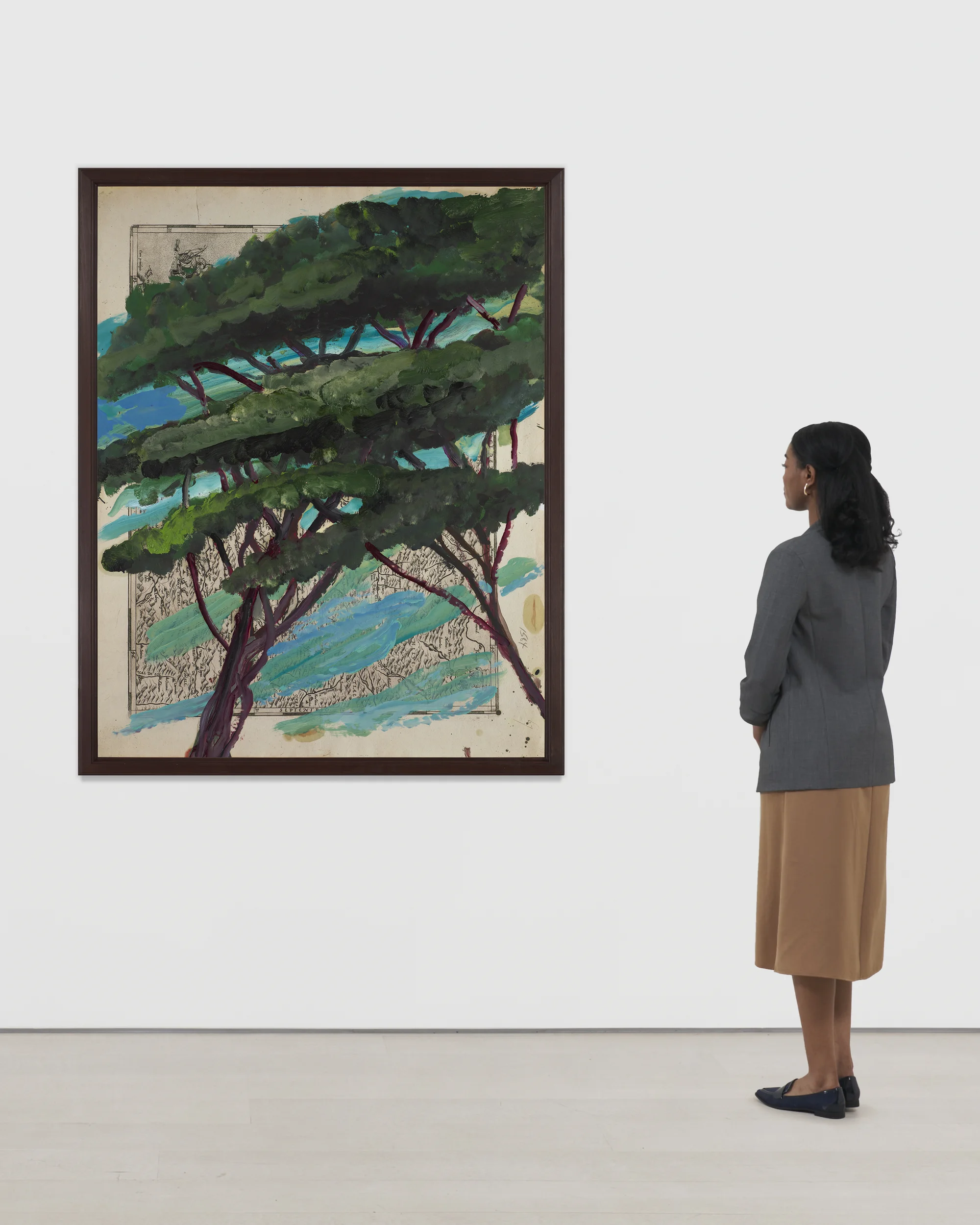 Portrait of Italy Through Its Trees Painting on Map XX by Julian Schnabel