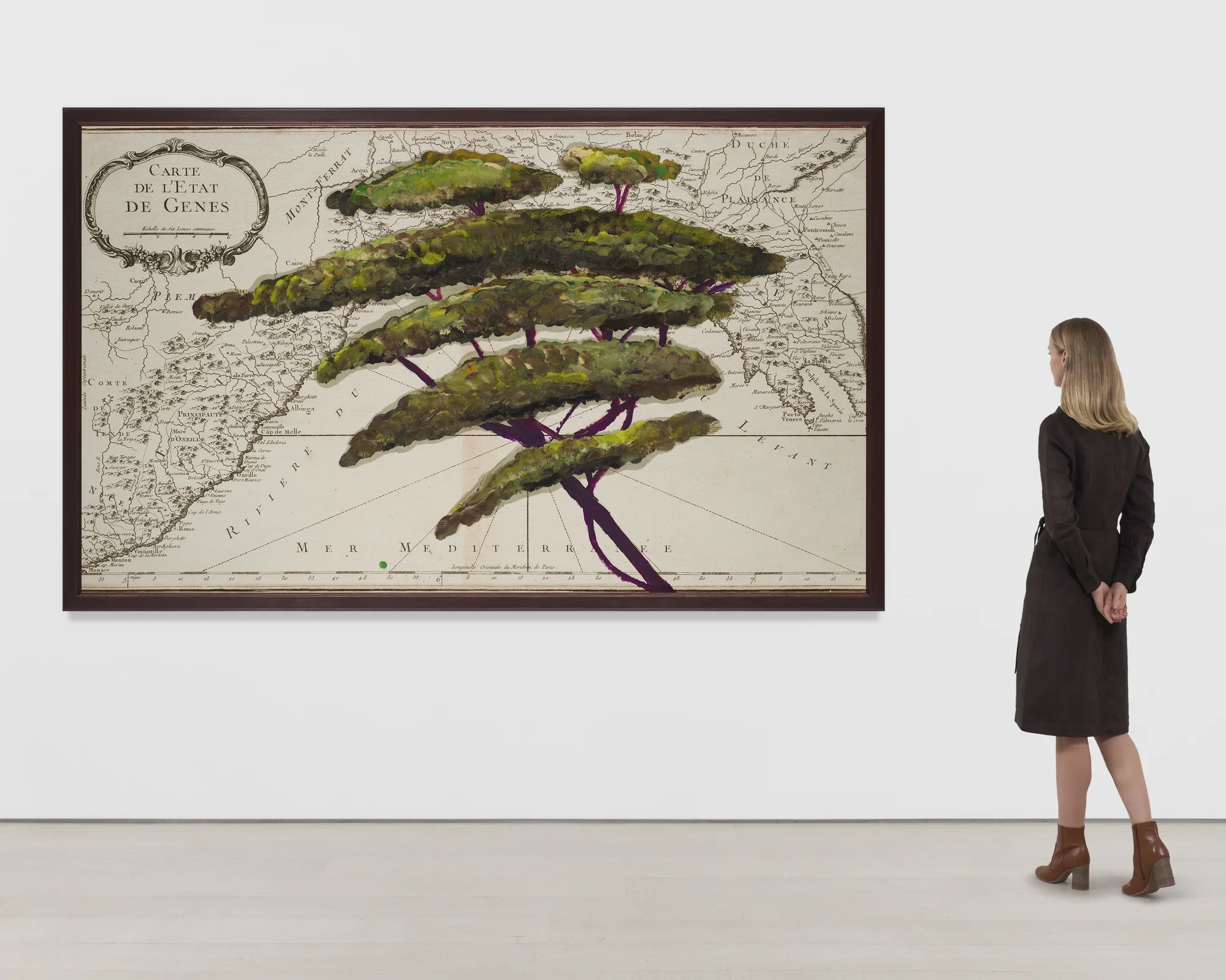 Portrait of Italy Through Its Trees Painting on Map VI by Julian Schnabel