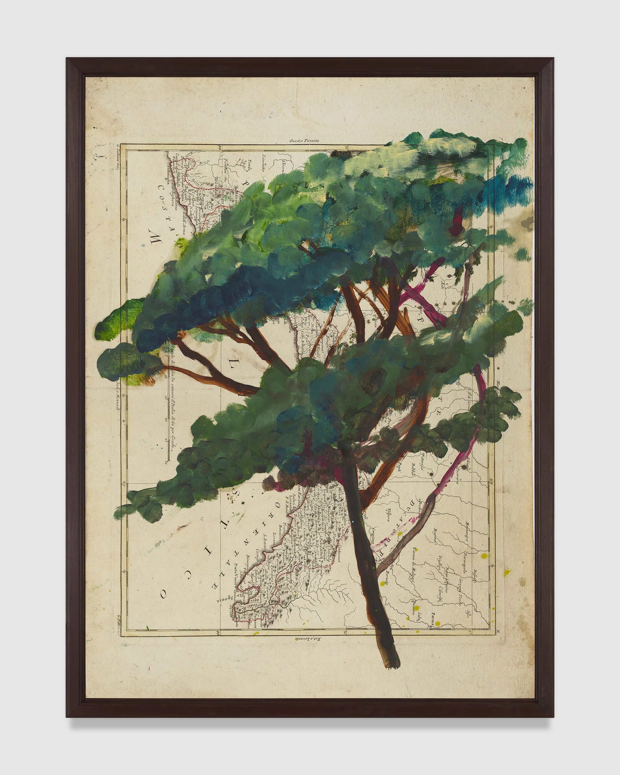 Portrait of Italy Through Its Trees Painting on Map VIII by Julian Schnabel