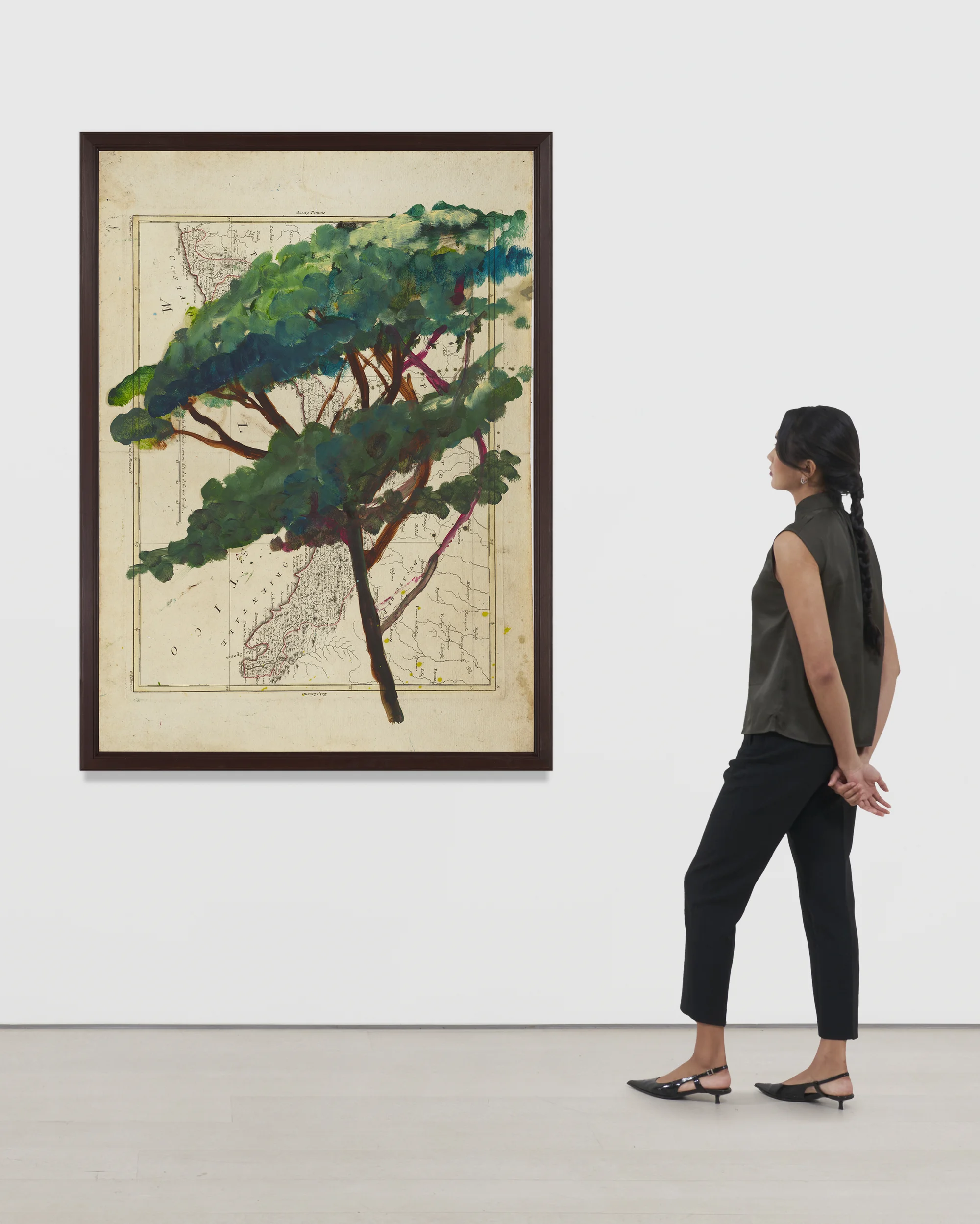 Portrait of Italy Through Its Trees Painting on Map VIII by Julian Schnabel
