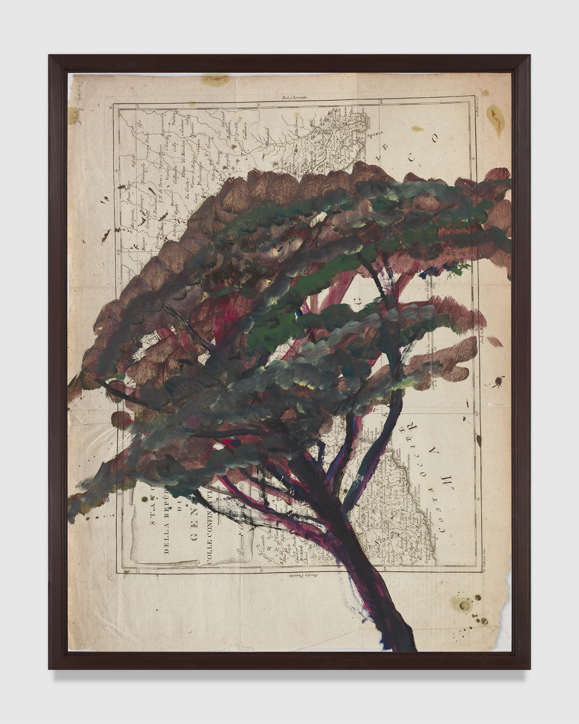 Portrait of Italy Through Its Trees Painting on Map X by Julian Schnabel