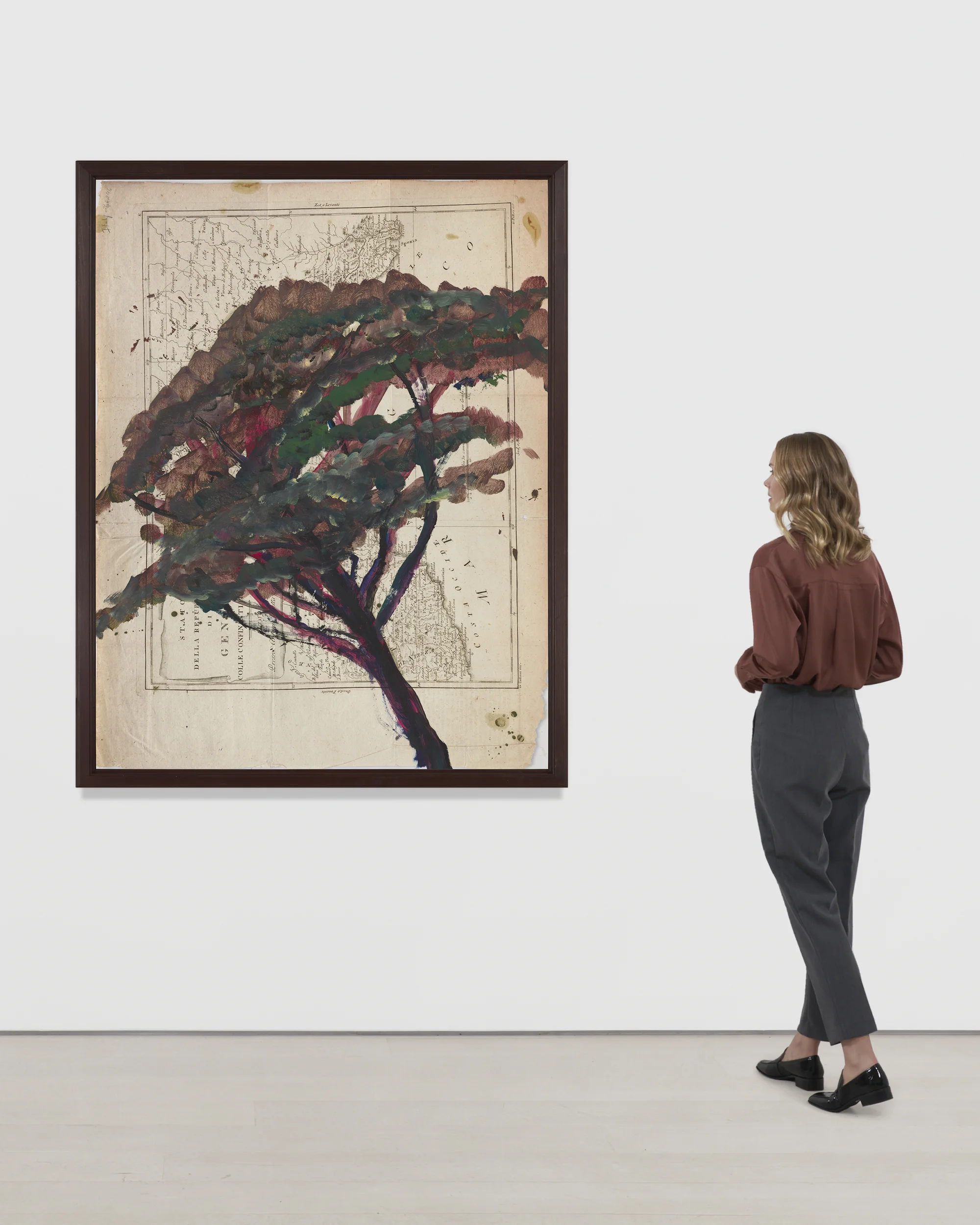 Portrait of Italy Through Its Trees Painting on Map X by Julian Schnabel