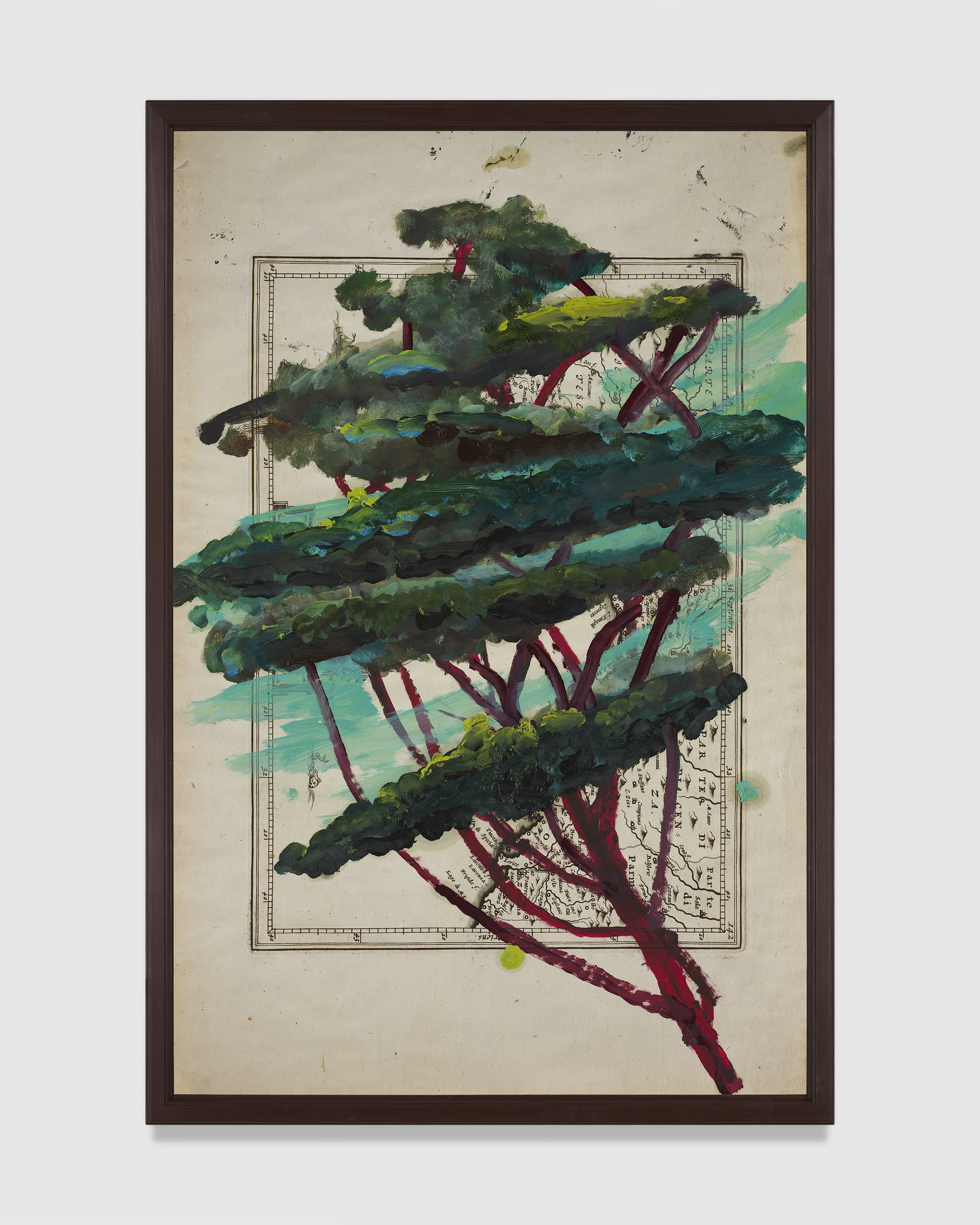Portrait of Italy Through Its Trees Painting on Map XIX by Julian Schnabel