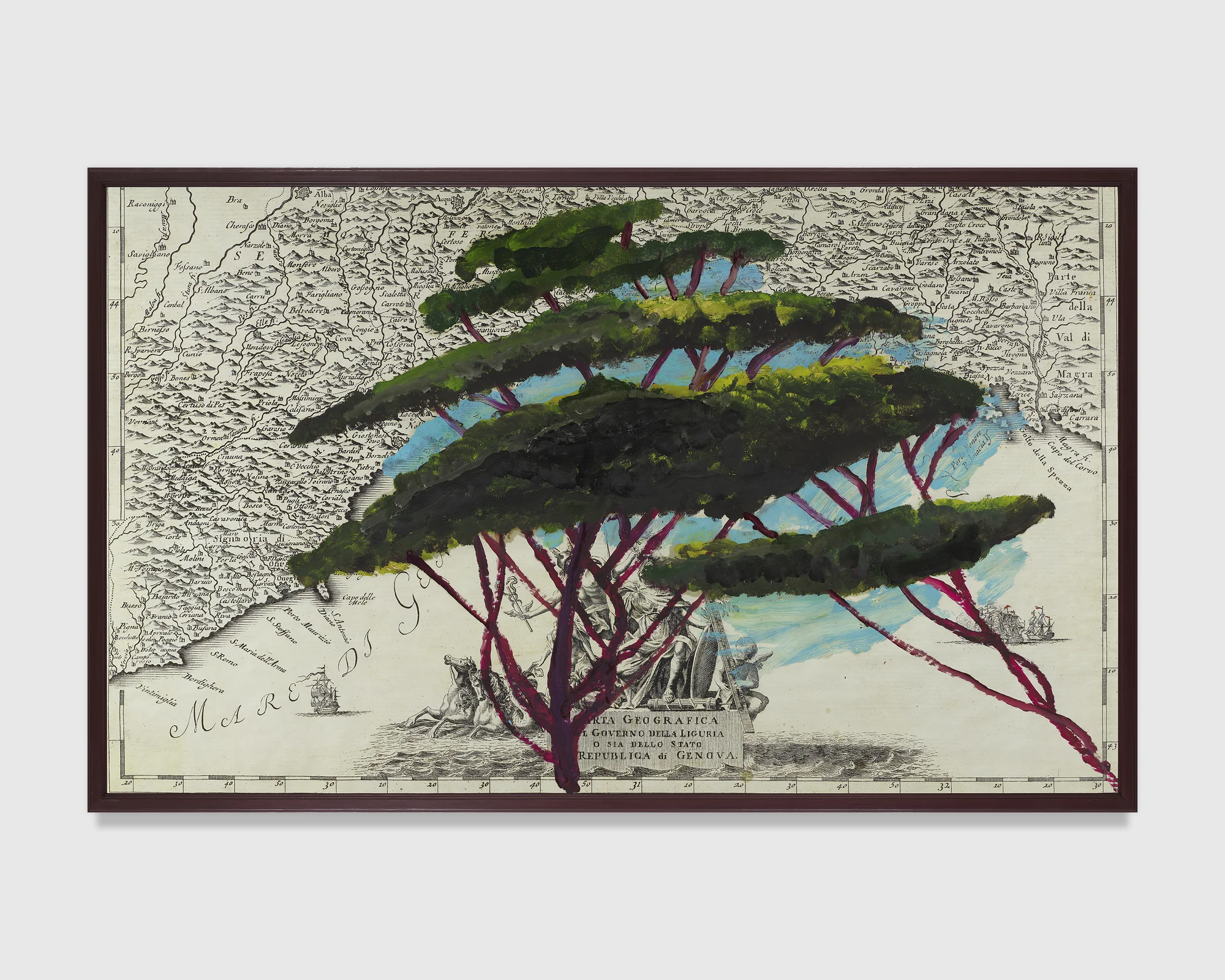 Portrait of Italy Through Its Trees Painting on Map XXIV by Julian Schnabel