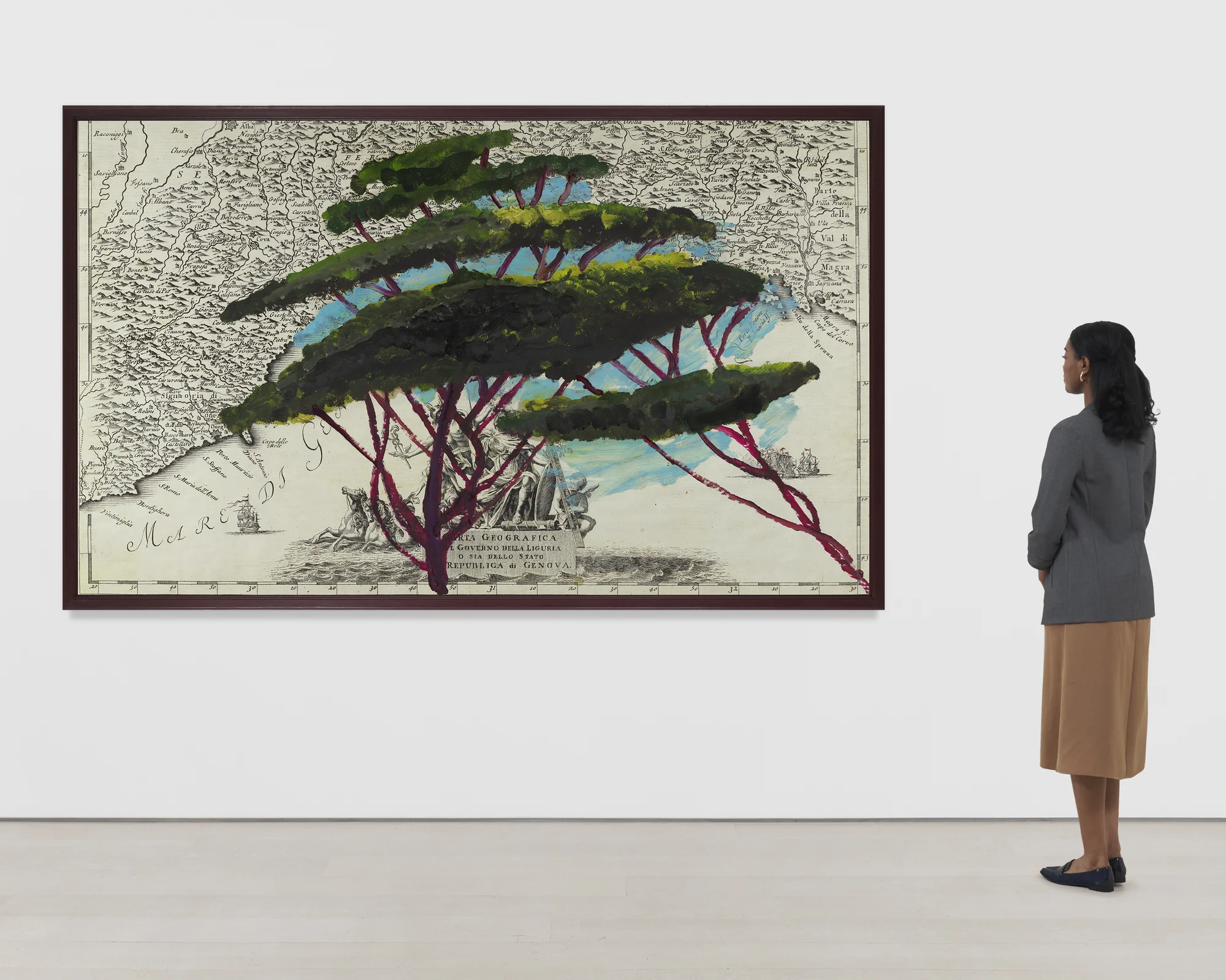 Portrait of Italy Through Its Trees Painting on Map XXIV by Julian Schnabel