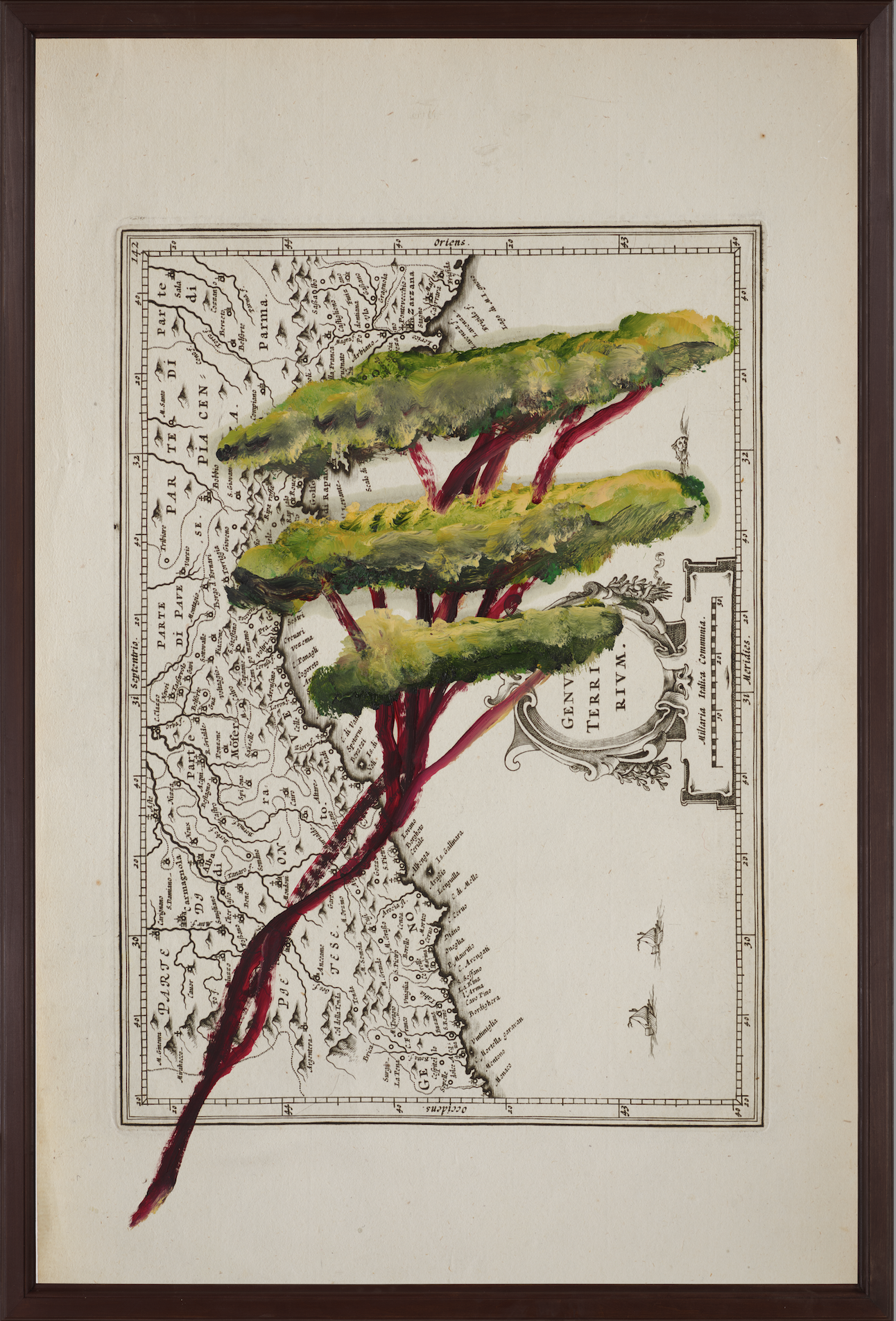 Portrait of Italy Through Its Trees Painting on Map XVIII by Julian Schnabel