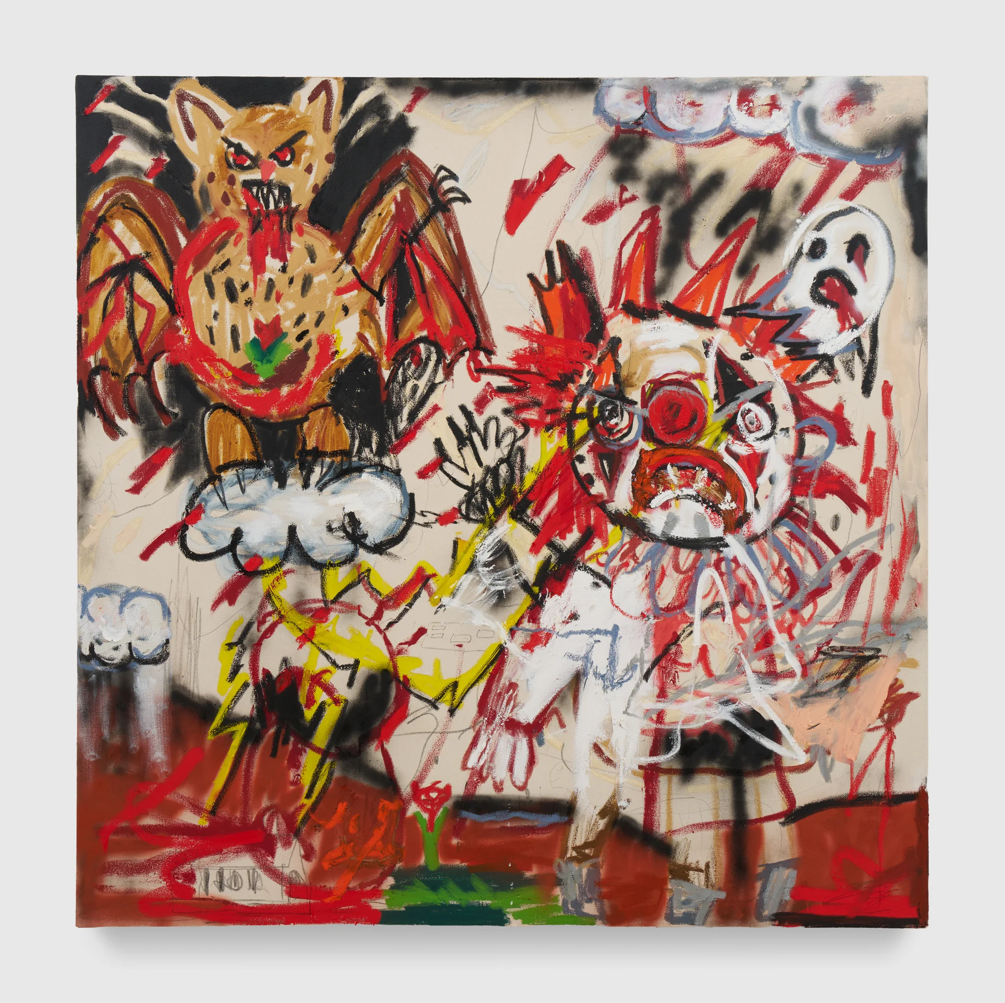 Bat with Lightning Cloud Clown with Several Ghosts by Robert Nava