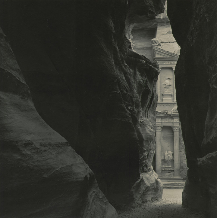Emmet Gowin — El Khazneh from the Siq, Petra, Jordan