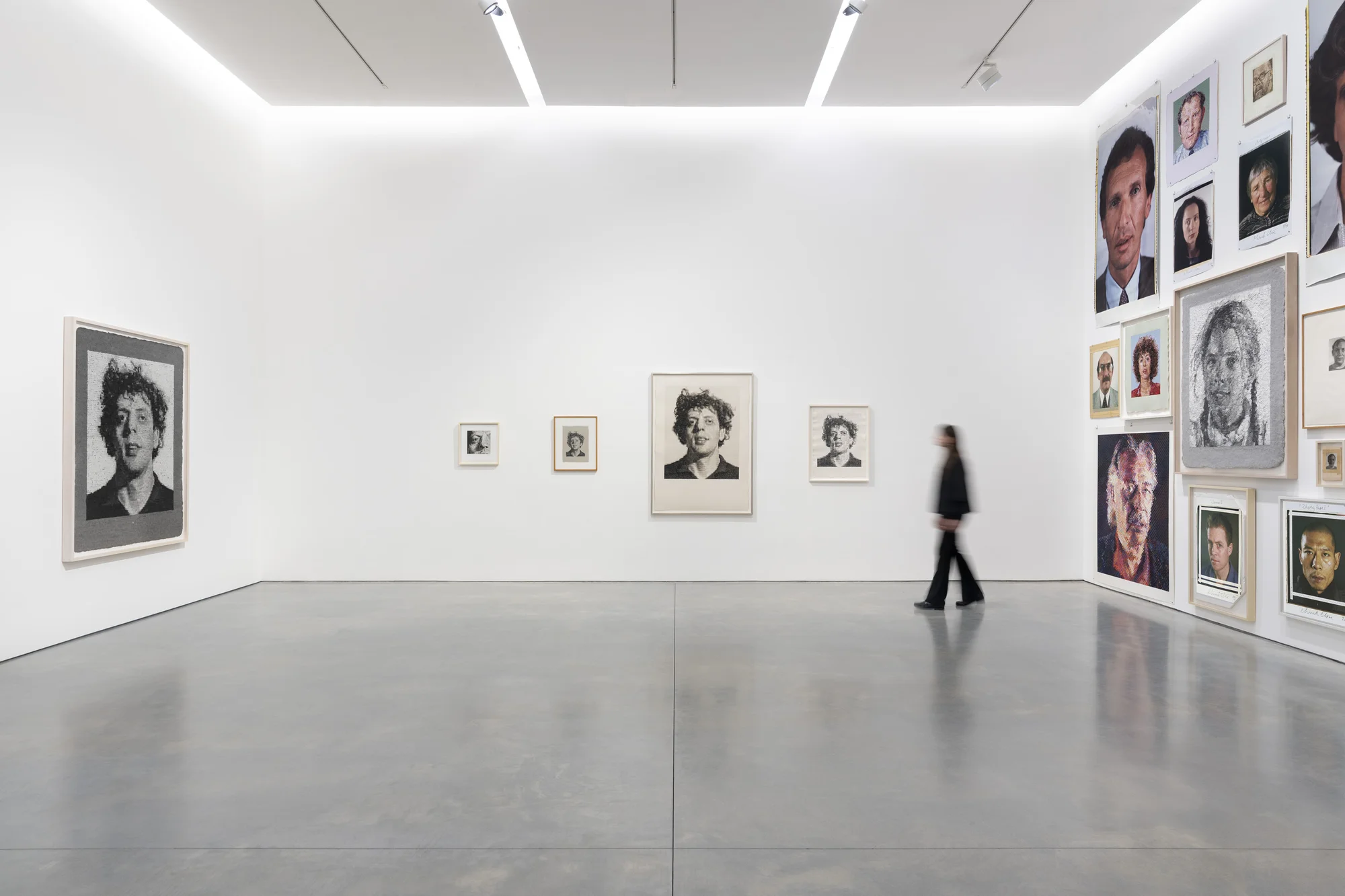 Installation view of On Paper by Chuck Close
