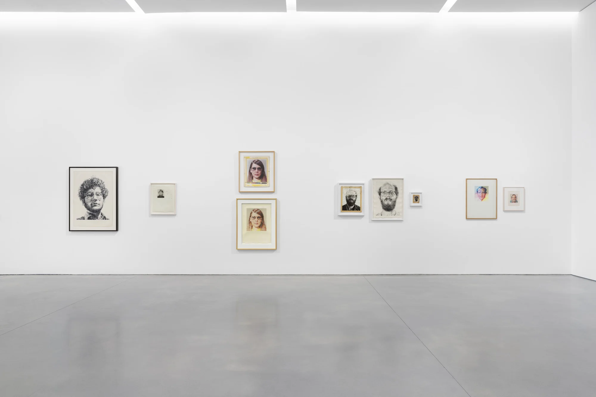 Installation view of On Paper by Chuck Close