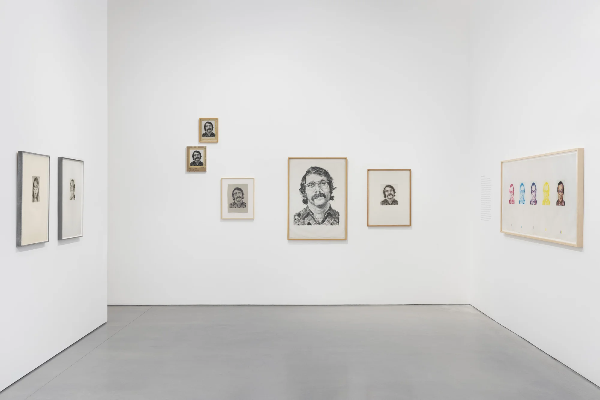Installation view of On Paper by Chuck Close
