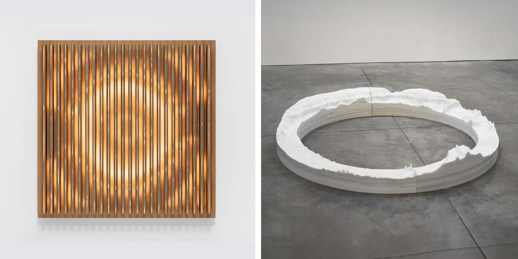 Composite of See Stars: Golden Game (Medium), 2026 by Leo Villareal and Antarctic Circle, 2017 by Maya Lin