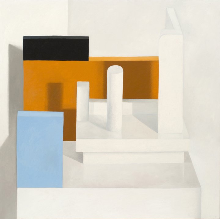 Nathalie Du Pasquier — A white little construction with 3 colorful pieces