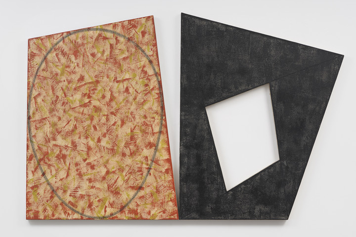Robert Mangold — Red with Green Ellipse/Black Frame
