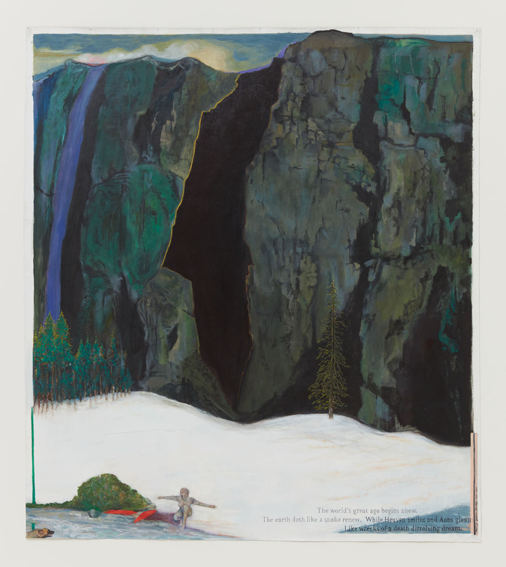 Jo Baer — Snow-Laden Primeval (Meditations, on Log Phase and Decline rampant with Flatulent Cows and Carbon Cars)