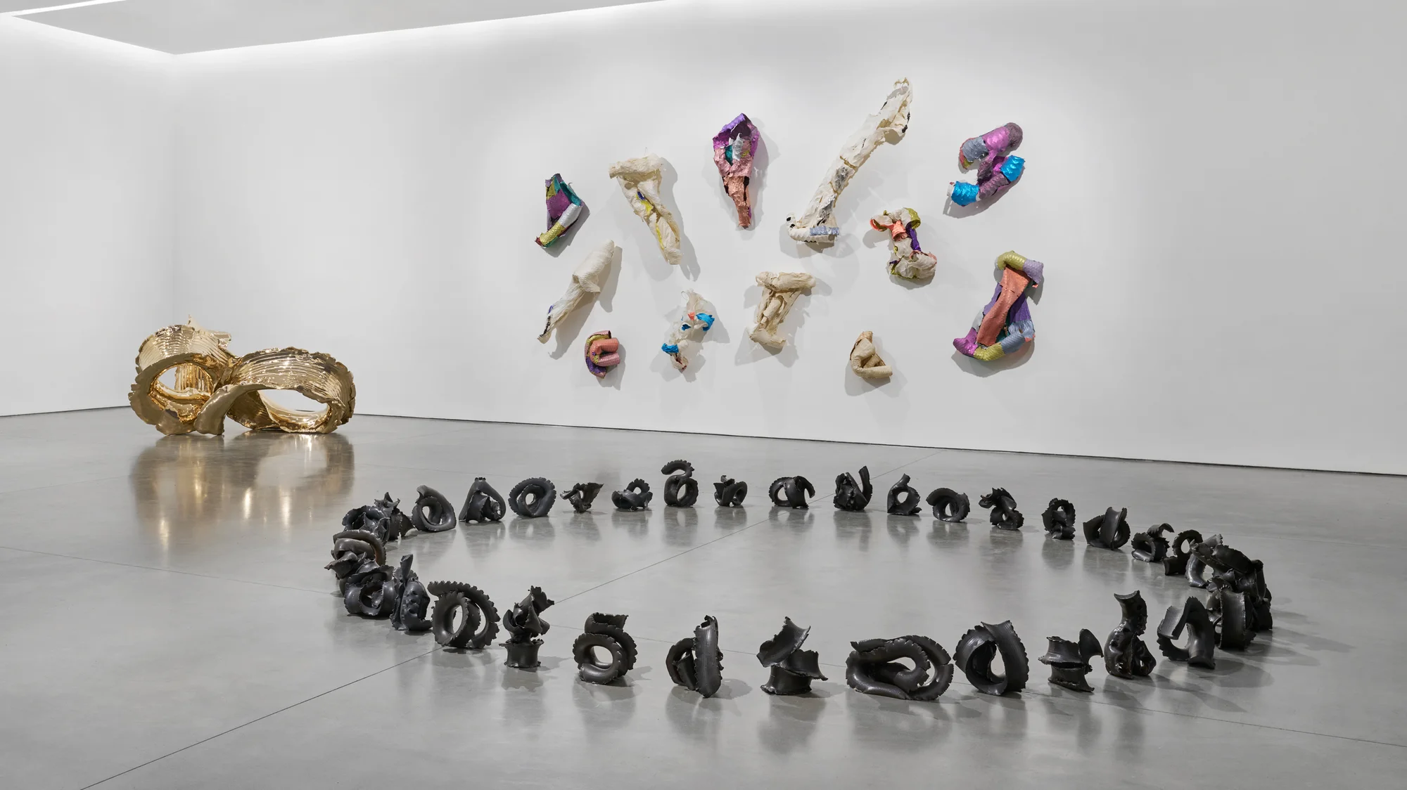 Installation view of KNOTTING, TYING, FOLDING by Lynda Benglis