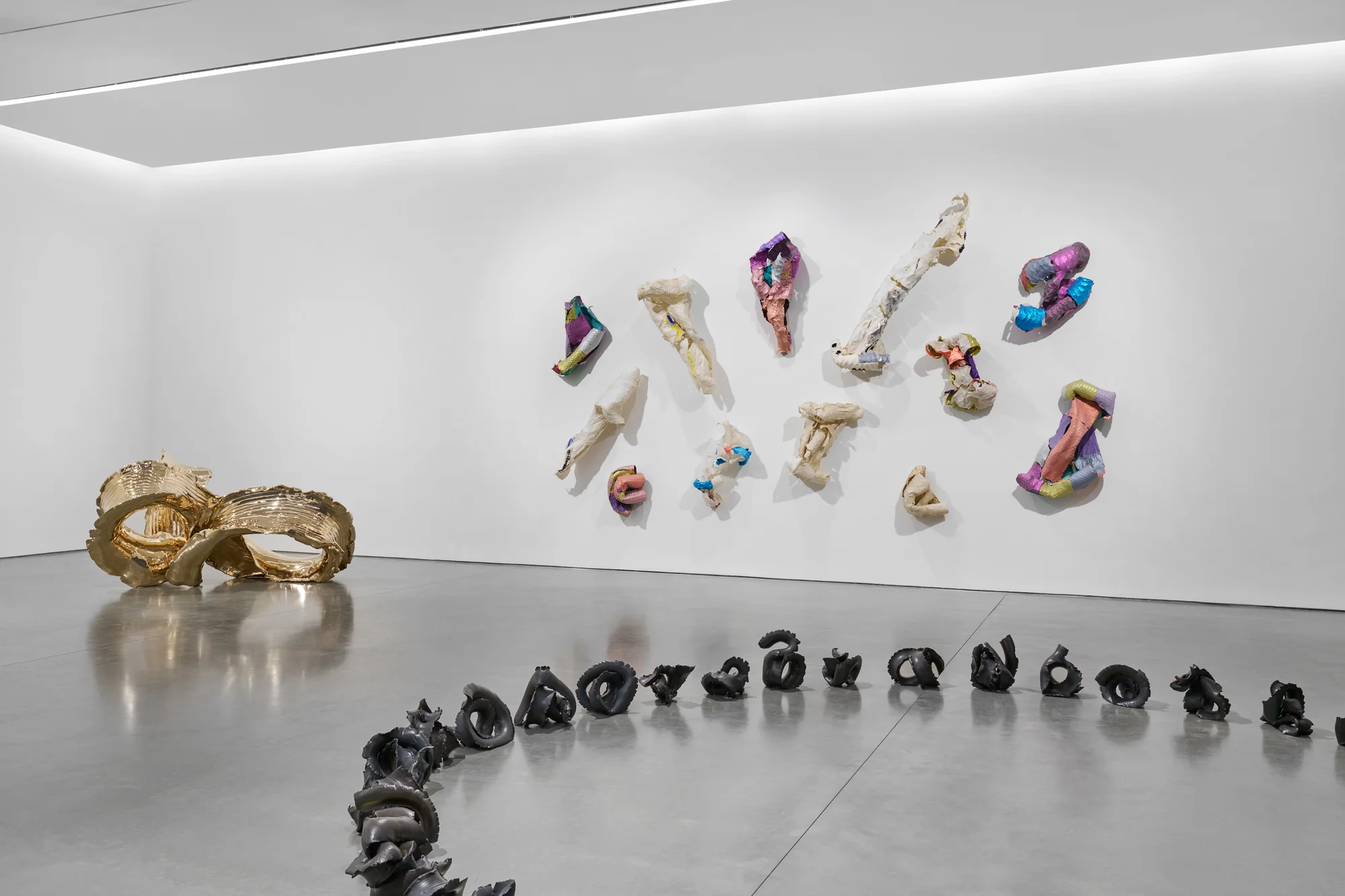 Installation view of KNOTTING, TYING, FOLDING by Lynda Benglis