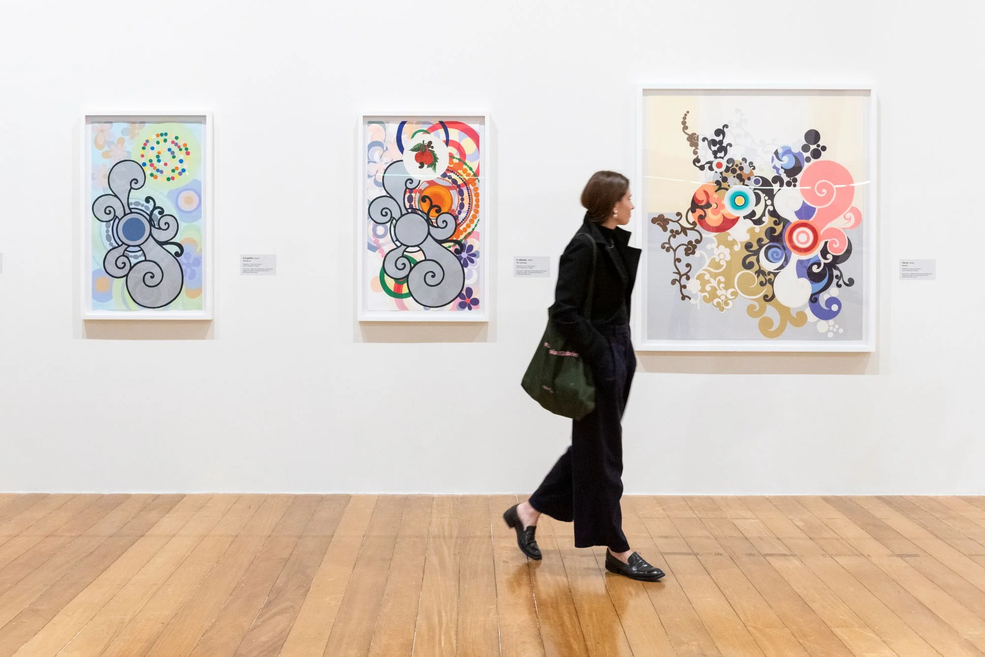 Installation view of engravings from the collection of the Pinacoteca de São Paulo by Beatriz Milhazes