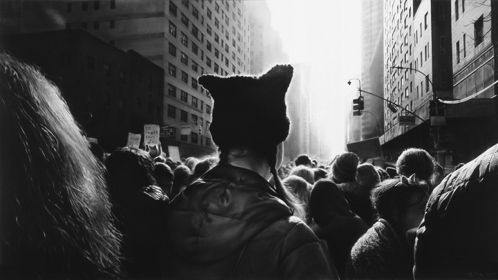 Robert Longo — Untitled (Black Pussy Hat in Women's March)