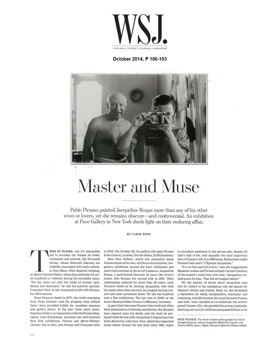 WSJ Article by Carol Kino on 2014 Pace Show
