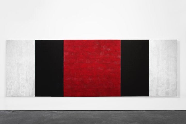 Mary Corse — Untitled (White, Black, Red, Beveled)